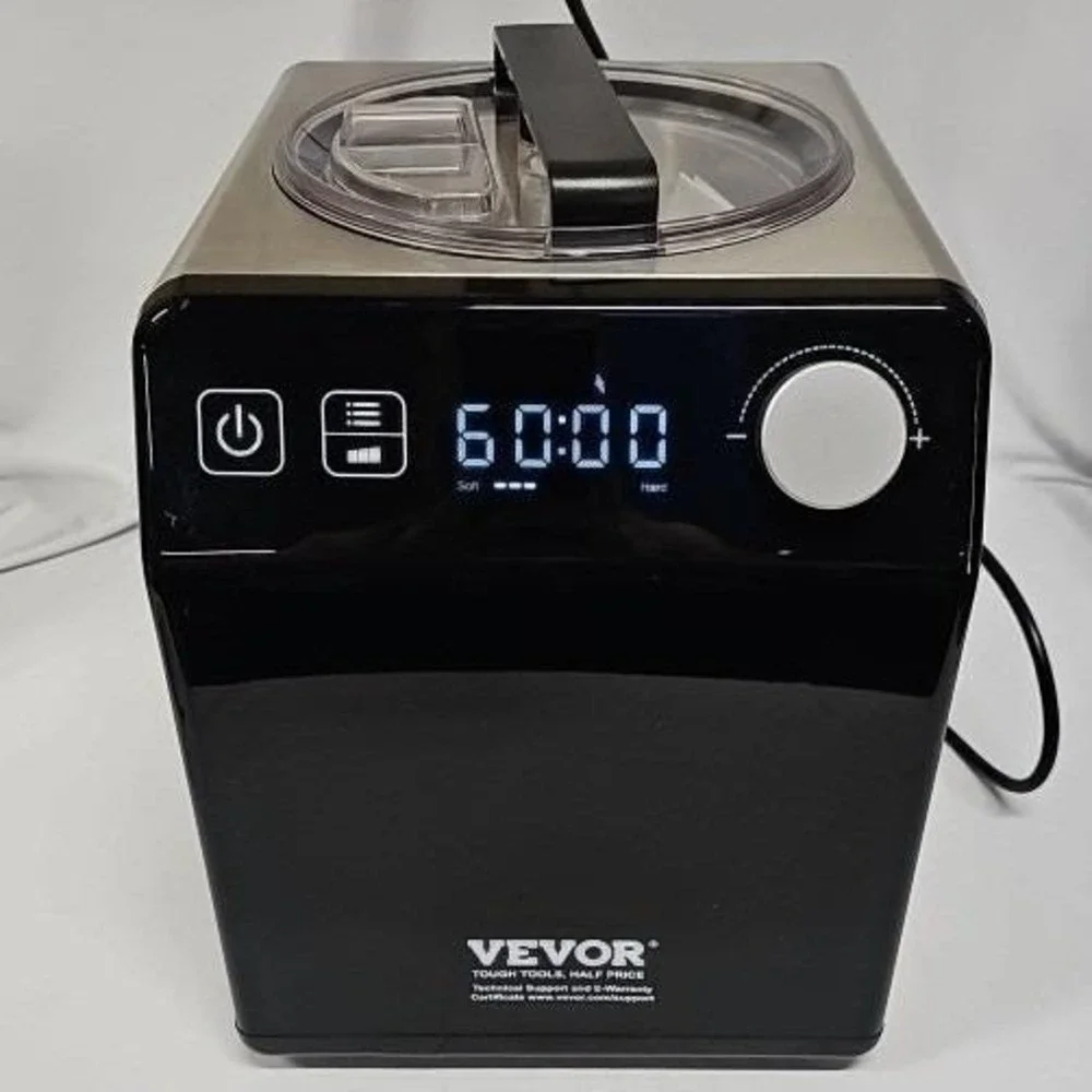 VEVOR‎ Automatic Ice Cream Maker with Compressor 1.5qt Stainless Steel Black